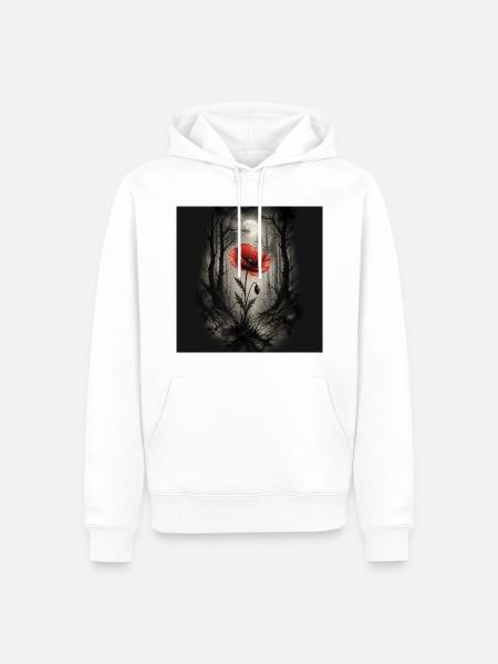 Mohn im dunklen Wald - Männer Premium Bio Hoodie - Weiß