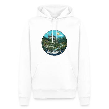 Rumänien Reiseabzeichen Bran Dracula Schloss - Männer Premium Bio Hoodie - Weiß - Vorne - Nico (187cm)