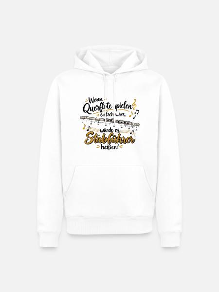 Querflöte Witz Stabführer heißt - Männer Premium Bio Hoodie - Weiß