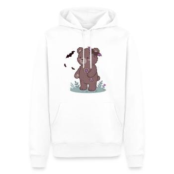 Nachtbär mit Schlüsselanhänger und Schleifen - Männer Premium Bio Hoodie - Weiß - Vorne - Nico (187cm)