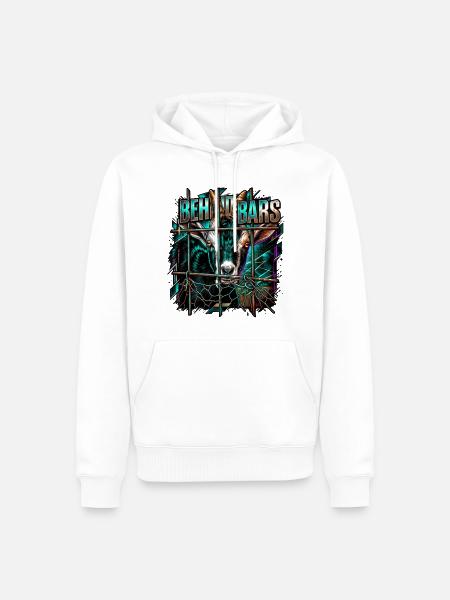 Hinter Gittern: Neonziege - Männer Premium Bio Hoodie - Weiß