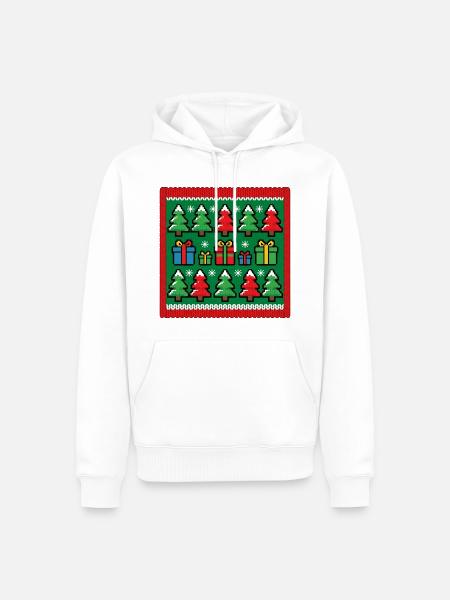 Ugly Christmas Pixel Strick Muster - Männer Premium Bio Hoodie - Weiß