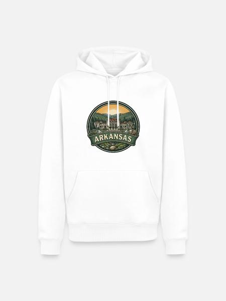 Arkansas Ozarks Nature Retro Reiseabzeichen - Männer Premium Bio Hoodie - Weiß