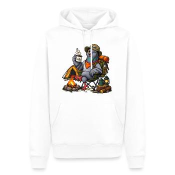 Taube beim Camping – Camping & Outdoor - Männer Premium Bio Hoodie - Weiß - Vorne - Nico (187cm)