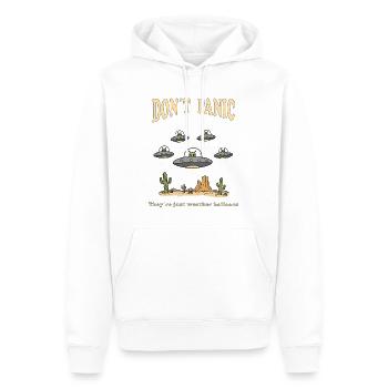 Dont Panic Theyre Just Weather Balloons - Männer Premium Bio Hoodie - Weiß - Vorne - Nico (187cm)