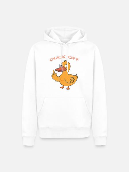 Duck Off Cartoon Duck - Männer Premium Bio Hoodie - Weiß