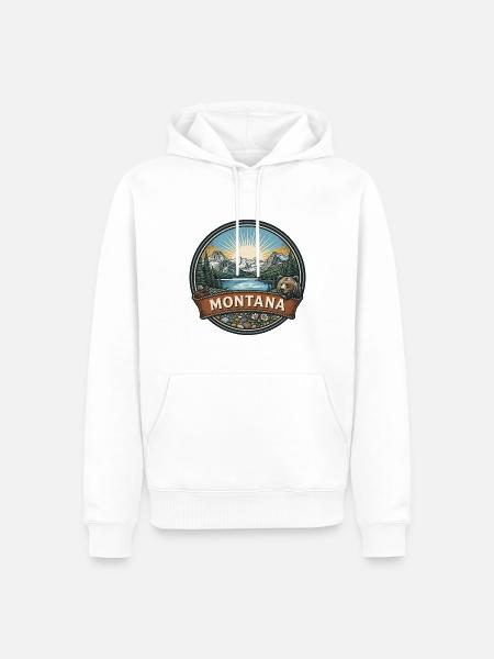 Montana-Gletscher-Nationalpark-Reiseabzeichen - Männer Premium Bio Hoodie - Weiß