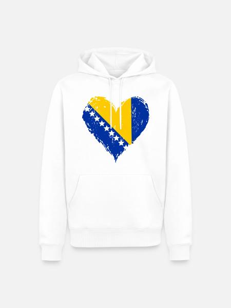 Bosnien Herzflagge Grunge - Männer Premium Bio Hoodie - Weiß