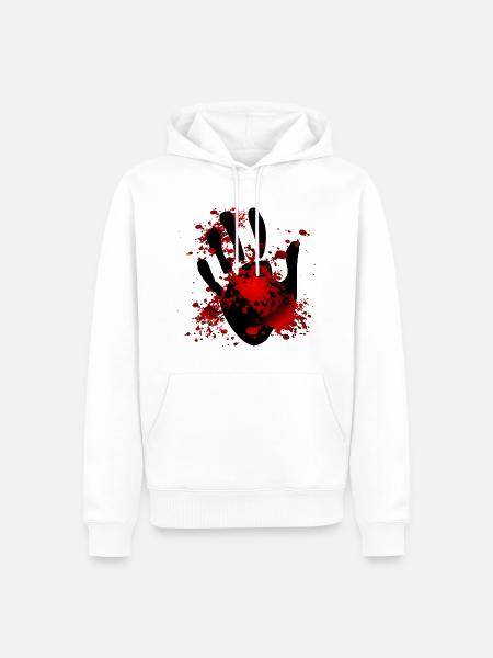Halloween Blutende Hand - Männer Premium Bio Hoodie - Weiß