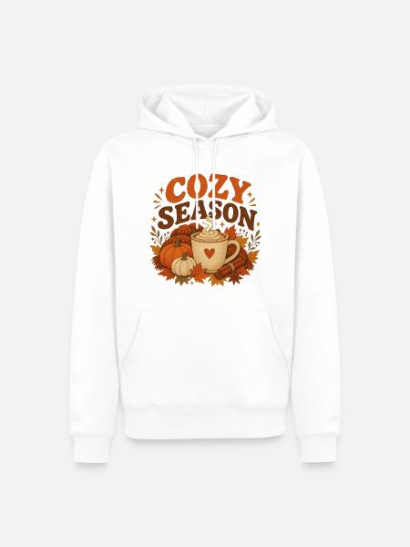 Saisondecke und Kürbisbecher - Männer Premium Bio Hoodie - Weiß