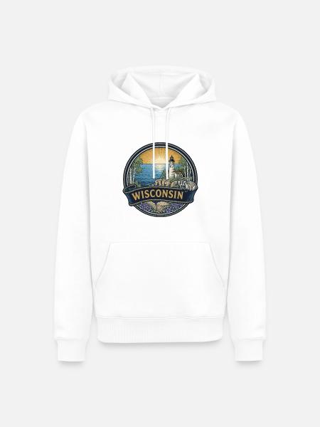 Wisconsin Door County Leuchtturm-Reisegeschenk - Männer Premium Bio Hoodie - Weiß