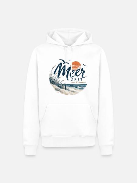 MeerZeit Strandbild - Männer Premium Bio Hoodie - Weiß