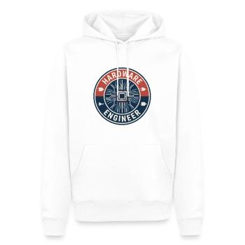 Vintage Computer Hardware Engineer Chip-Abzeichen oben - Männer Premium Bio Hoodie - Weiß - Vorne - Nico (187cm)