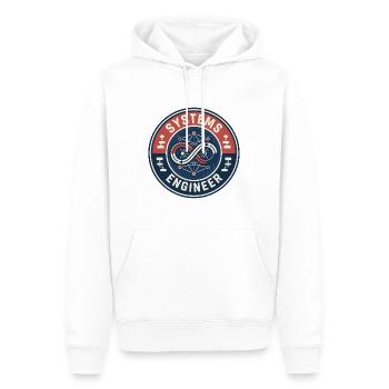 Vintage Systems Engineer Netzwerk-Flussdiagramm-Abzeichen - Männer Premium Bio Hoodie - Weiß - Vorne - Nico (187cm)