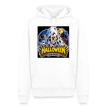 SkullCostume – Halloween Edition: Der Geist - Männer Premium Bio Hoodie - Weiß - Vorne - Nico (187cm)