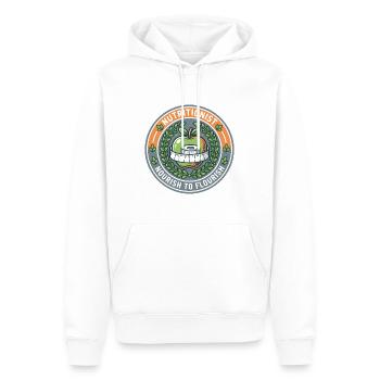 Ernährungsberater – Ernährung, um zu gedeihen, Apfelabzeichen-Geschenk - Männer Premium Bio Hoodie - Weiß - Vorne - Nico (187cm)