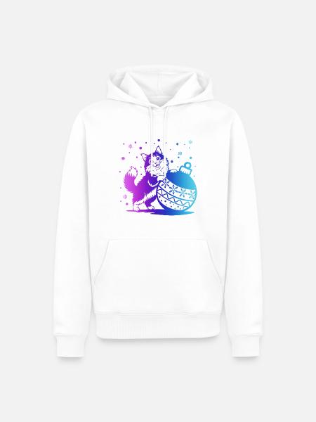 Kätzchen in einem Winter-Kugelverlauf - Männer Premium Bio Hoodie - Weiß