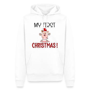 Erste Weihnachten, Ferkelbaby, Englisch - Männer Premium Bio Hoodie - Weiß - Vorne - Nico (187cm)