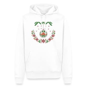 Weihnachtskranz mit Vogelbeeren - Männer Premium Bio Hoodie - Weiß - Vorne - Nico (187cm)