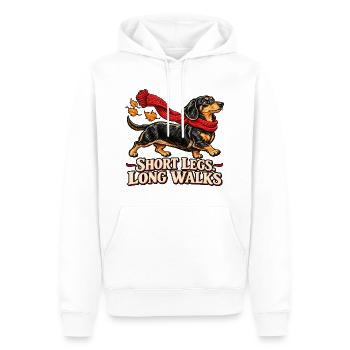 Short Legs Long Walks - Dackel mit Schal - Männer Premium Bio Hoodie - Weiß - Vorne - Nico (187cm)