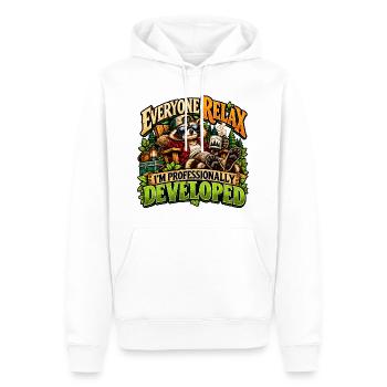 Professionell entwickelter Waschbär - Männer Premium Bio Hoodie - Weiß - Vorne - Nico (187cm)