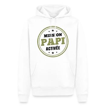 Opa Mission aktiviert | Humoristi Schwangerschaftsdurchsage - Männer Premium Bio Hoodie - Weiß - Vorne - Nico (187cm)