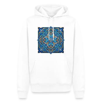 Himmlische Mandala Blau und Gold - Männer Premium Bio Hoodie - Weiß - Vorne - Nico (187cm)