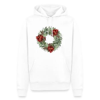 Winterkranz mit roten Poinsettien - Männer Premium Bio Hoodie - Weiß - Vorne - Nico (187cm)