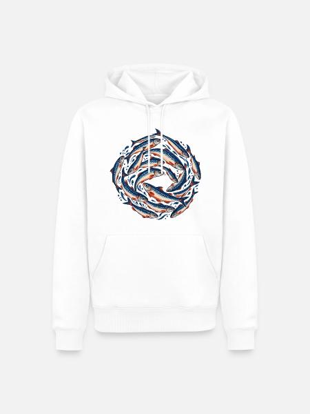 Sardinenschwarm - Männer Premium Bio Hoodie - Weiß