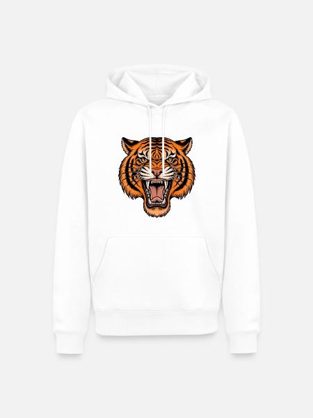 Roaring Tiger Emblem - Männer Premium Bio Hoodie - Weiß