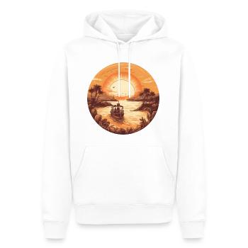 boot im Sonnenuntergang - Männer Premium Bio Hoodie - Weiß - Vorne - Nico (187cm)