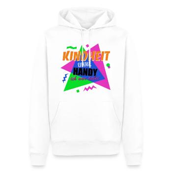 Kindheit ohne Handy - Ich war dabei - Männer Premium Bio Hoodie - Weiß - Vorne - Nico (187cm)