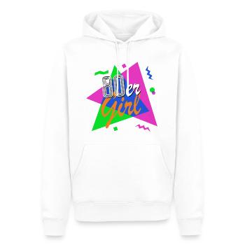 80er Girl - 80er Jahre - bunt + verrückt - retro - Männer Premium Bio Hoodie - Weiß - Vorne - Nico (187cm)