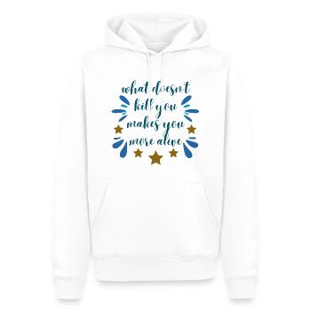 what doesn't kill you - blue - Männer Premium Bio Hoodie - Weiß - Vorne - Nico (187cm)