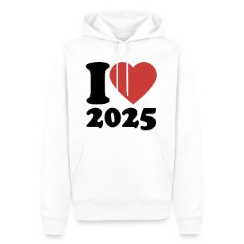 I Love 2025 - Herz - Happy New Year - Männer Premium Bio Hoodie - Weiß - Vorne - Nico (187cm)