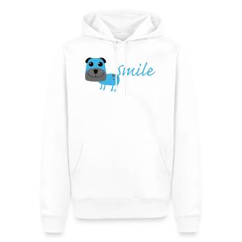 Smile Dog chien chien - Sweat à capuche Premium bio Homme - blanc - Devant - Nico (187cm)