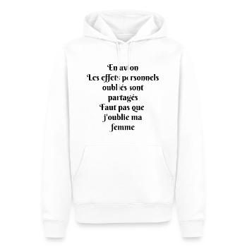 En avion les effets personnels oubliés - Humour - Sweat à capuche Premium bio Homme - blanc - Devant - Nico (187cm)