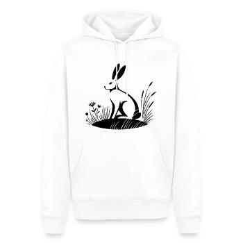 Hase - Männer Premium Bio Hoodie - Weiß - Vorne - Nico (187cm)