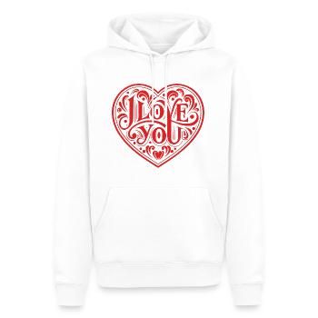 I love You - Valentine' Day - Liebe - Geschenk - Männer Premium Bio Hoodie - Weiß - Vorne - Nico (187cm)
