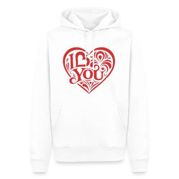 I love You - Valentine' Day - Liebe - Geschenk - Männer Premium Bio Hoodie - Weiß - Vorne - Nico (187cm)