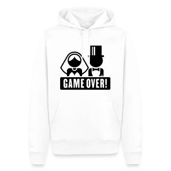 Couple nuptial / Game Over / Heads (YAA / Mariage / B) - Sweat à capuche Premium bio Homme - blanc - Devant - Nico (187cm)