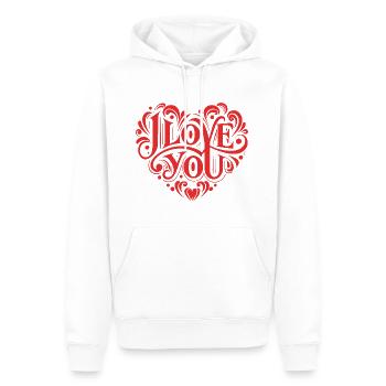 I love You - Valentine' Day - Liebe - Geschenk - Männer Premium Bio Hoodie - Weiß - Vorne - Nico (187cm)