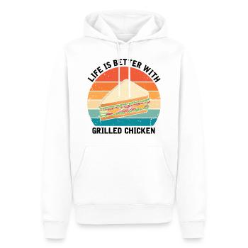 Nourriture Love Sandwich Baguette Fromage - Sweat à capuche Premium bio Homme - blanc - Devant - Nico (187cm)