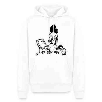 Huhn mit einem Häcksler - Männer Premium Bio Hoodie - Weiß - Vorne - Nico (187cm)