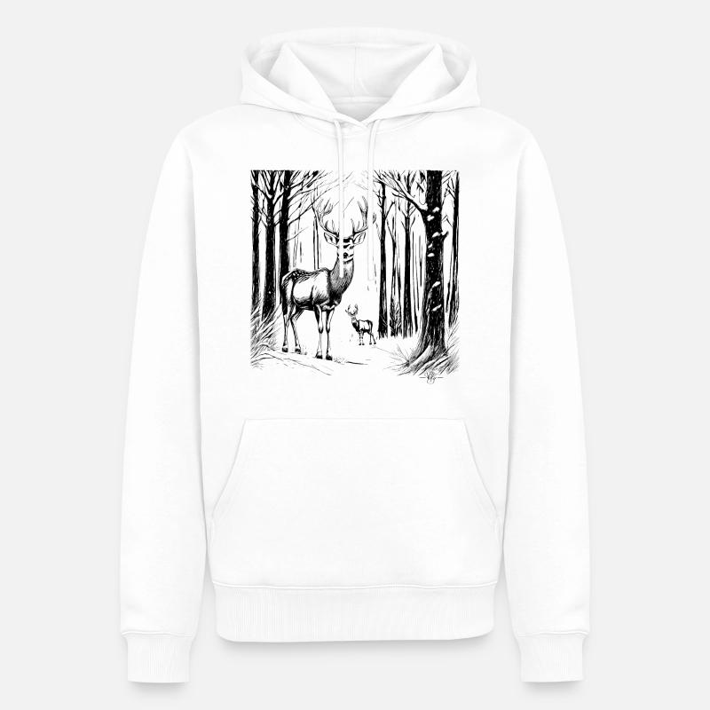 Hirsche im Schnee - Männer Premium Bio Hoodie - Weiß