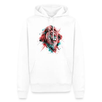 Löwe Bunt Löwenkopf Farbenfroh Raubtier Kunst - Männer Premium Bio Hoodie - Weiß - Vorne - Nico (187cm)