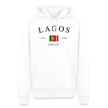 Lagos, Portugal – Souvenir et cadeau de vacances - Sweat à capuche Premium bio Homme - blanc - Devant - Nico (187cm)