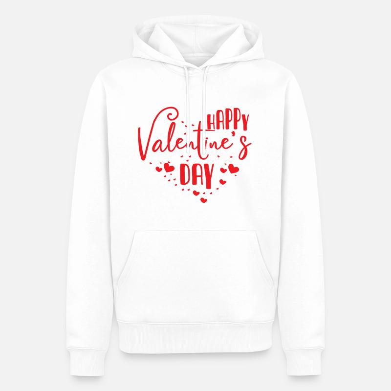 Bonne Saint-Valentin coeur - Sweat à capuche Premium bio Homme - blanc