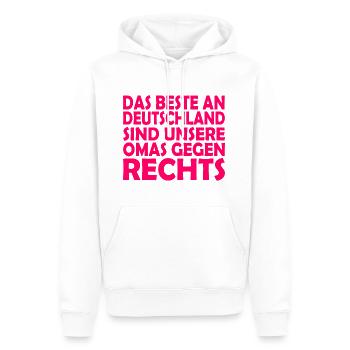 beste an deutschland sind unsere omas gegen rechts - Männer Premium Bio Hoodie - Weiß - Vorne - Nico (187cm)