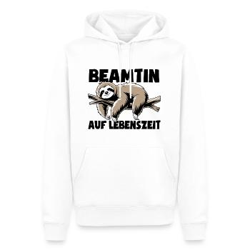 Faultier Beamtin auf Lebenszeit - Spruch - Männer Premium Bio Hoodie - Weiß - Vorne - Nico (187cm)